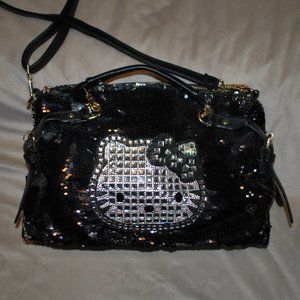 NWOT Large Black Hello Kitty Satchel w/Sequins